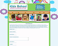 Pre-school "Registration" website template page.