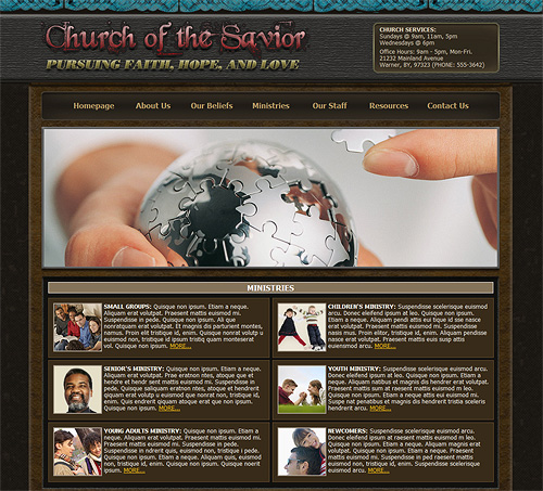Church "Ministries" main page.