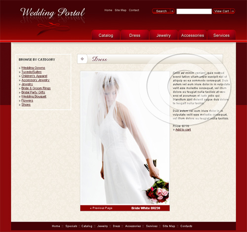 Advanced Search sample wedding websites